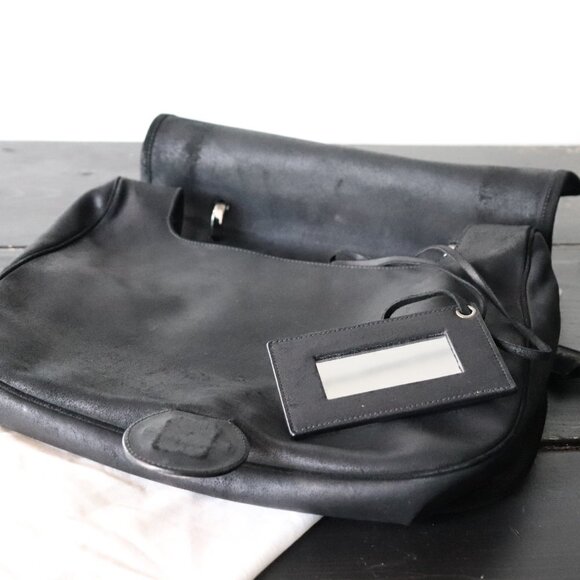 Balenciaga Womens Unisex Black Saddle Bag Suede Leather Top Handle Locking Purse - Picture 7 of 8